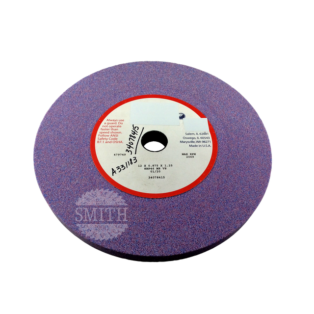 34078415 - 12" x .875" x 1.25" Radiac Gumming Wheel, Smith Sawmill Service