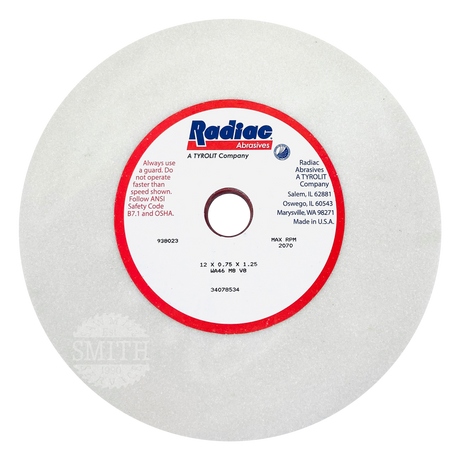 A883050 - 12" x .75" x 1.25"B White Gumming Wheel, Smith Sawmill Service