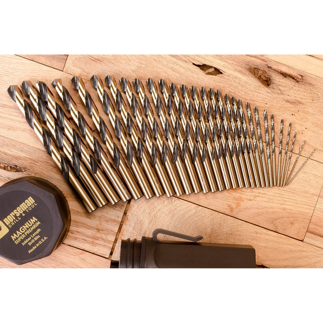 Noreseman 44170-29 Piece Black & Gold 135 Degree Split Point Jobber Length Drill Bit Set - Sizes 1/16 Thru 1/2