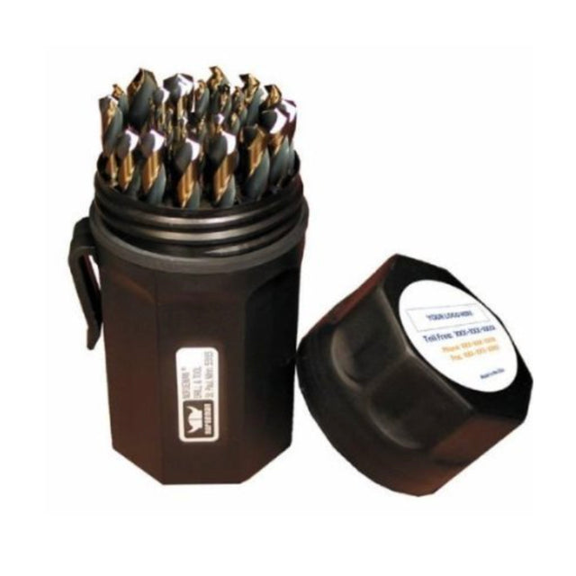 Noreseman 44170-29 Piece Black & Gold 135 Degree Split Point Jobber Length Drill Bit Set - Sizes 1/16 Thru 1/2