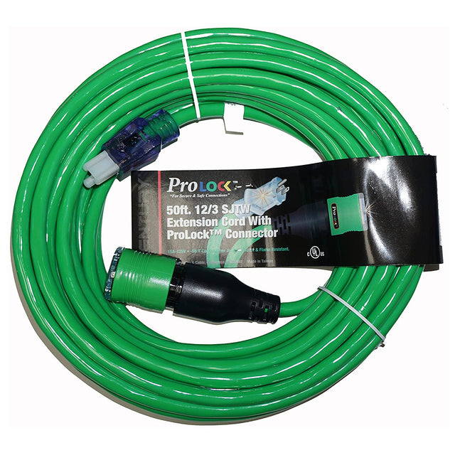ProLock 12 Gauge 3 Conductor SJTW 50 Foot Extension Cord - Green