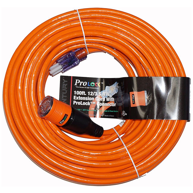 ProLock 12 Gauge 3 Conductor SJTW 100 Foot Extension Cord - Orange