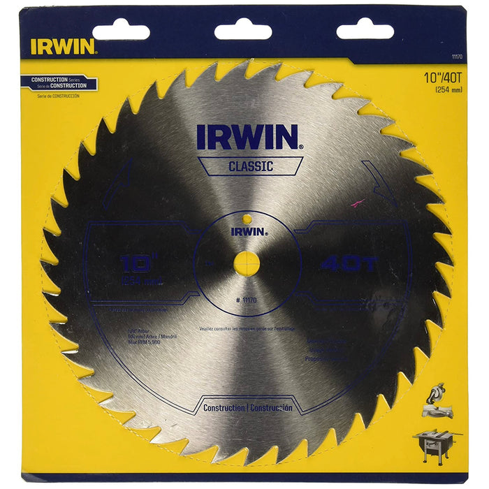 IRWIN Tools Classic Series Steel Table / Miter Circular Saw Blade, 10-Inch, 40T (11170)