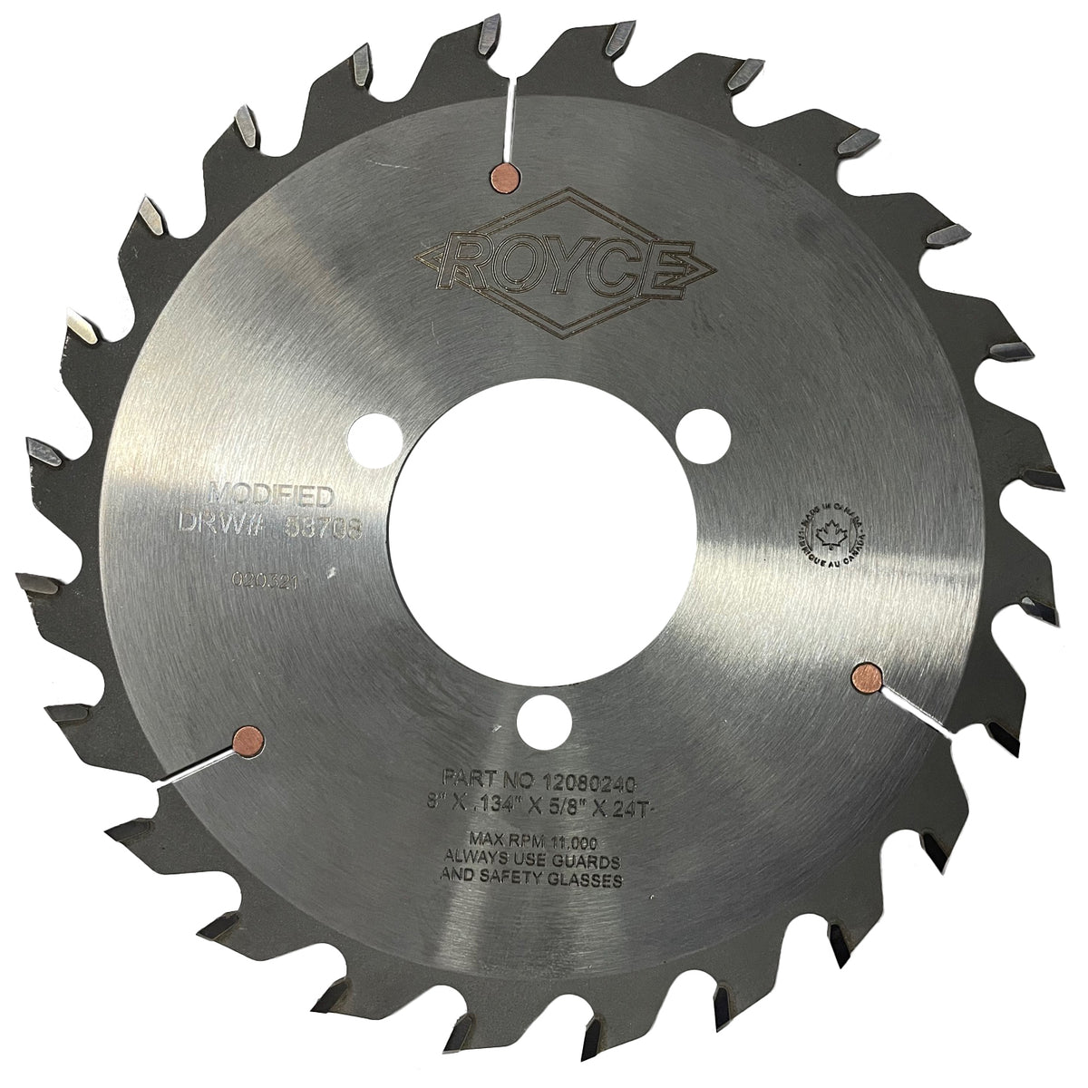Royce 8" x 5/8"B x 24 T Glue Joint Rip Saw Blade — Smith Sawmill Service
